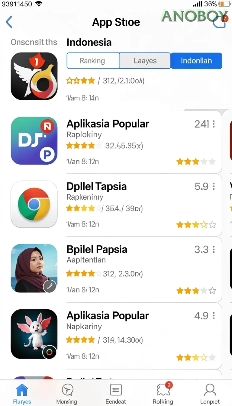 Cuplikan layar MEGA288 — menu navigasi